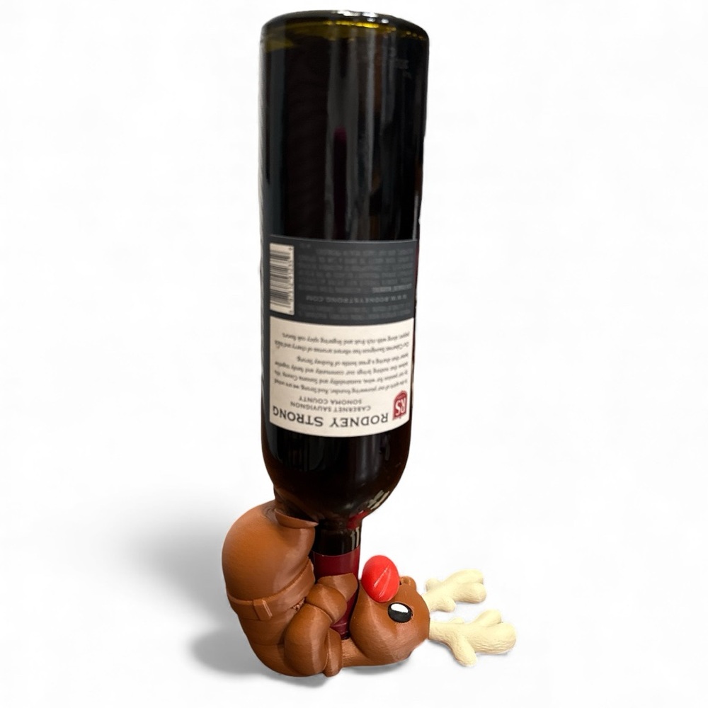 Tipsy Reindeer Bottle Holder - Brown